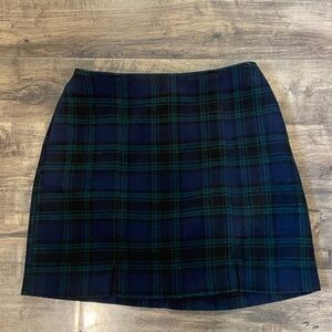 Hollister Plaid Mini Skirt Blue Green Medium